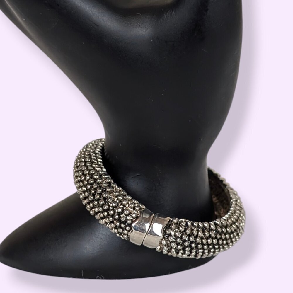 Bumpy Silver Tone Hinge Bracelet